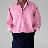GETADME INCERUN Men Striped Shirt Lapel Long Sleeve Loose Casual Men Clothing 2025 Oversize Streetwear Spring Autumn Tops Fashion Shirts