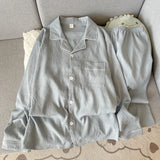 GETADME 가을 신상품 솔리드 심플 남성 파자마 세트 플러스 사이즈 라펠넥 긴팔 2피스 남성 파자마 캐주얼 소프트 오버사이즈 라운지웨어