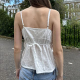 GETADME Y2k Fairycore Spaghetti Strap Camisole Women Cute Peplum Vest Coquette Low Cut V-neck Babydoll Tank Boho Going Out Crop Top