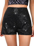 Getadme-Women's Summer Sequin Shorts High Waist Sparkly Glitter Straight Leg Shorts Concert Party Clubwear