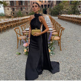 Getadme Sexy Satin Ribbon Party Dress Women Elegant Halter Backless Off Shoulder Sleeveless Female Dresses 2025 Summer Solid Robe Gown