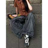 GETADME Black Jeans Women Vintage High Waisted Cargo Jeans Straight 2025 Summer Casual Loose Big Size Wide Leg Denim Baggy Pants Y2K