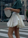 GETADME Women Summer Bubble Mini Skirt Vintage Grunge High Waist Puffy Short Skirt for Vacation Club Streetwear Aesthetic Clothes