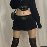 Summer new style pure color street spice girl style cross-border European and n women's denim pleated skirt short skirt