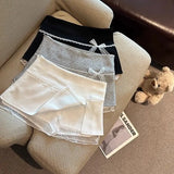 GETADME 스위트 레이스 패치워크 여성 스커트 여름 일본식 카와이 리본 미니 스커트 패션 로우 웨이스트 프레피 슬릿 A라인 스커트 신상품