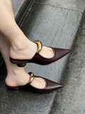 GETADME Pointed Toe Women's Slippers 2025 Summer Fashion Shallow Mouth Women's Mules Comfortable Wear Outside Ladies One Word Drag
