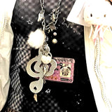 GETADME Y2K Jewelry Musical Notes Wings Heart Pendant Necklace for Women Harajuku Kawaii Accessories Korean Fashion Chain Necklace Punk