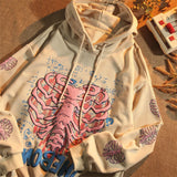 Getadme Y2K Pink Skeleton Hoodies Women Autumn Streetwear pullover Goth  Sweatshirts Harajuku Grunge Oversized Winter Hoodies Female