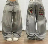 GETADME American Fashion Hip Hop Joker Oversized Jeans Women Street Y2K New Clearance Spot Hot Mopping Wide-leg Pants Unisex Loose Jeans