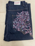 GETADME Vintage Low Waist Hip Hop Cherry Blossom Embroidered Jeans  Wide Leg Trousers Y2K Clothes Mens Womes Embroidered Baggy Jeans