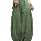 GETADME Elegant Women's Cotton Linen Baggy Cargo y2k Pants Vintage Elastic Waist Trousers Loose Casual Long Wide Leg Oversize Clothes