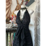 GETADME Gothic Black Strap Dress Women Casual Y2k V-neck Summer Evening Party Dresses Bodycon Slim High Street Chic Skinny Clothing