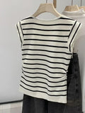 GETADME 2025 Female Elastic Slim Casual Vests Pullover Camis Summer Spring Striped Tank Tops Women Sleeveless Knitted T-Shirts Crop Tops