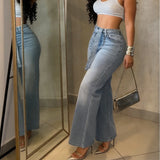 GETADME Women Jeans Denim Pant Vintage Wide Leg Long Pants High Waist Straight Trousers Y2k Streetwear Elegant Work Hot Drilling 2026