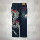 GETADME Harajuku Japanese Retro Selvedge Jeans Man Y2K High-end Brand Natural Indigo Dip Dyeing Harajuku Mopping Pants