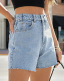 GETADME Fashion simple all-match woolen design Denim shorts for women summer new European and American style