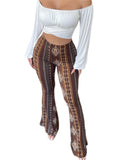 Pantalon évasé bohème Getadme, imprimé ethnique tribal, bas palazzo de yoga