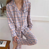 GETADME 봄 가을 신상품 여성 잠옷 홈웨어 세트 학생 여아 심플 레저 여아 외출 가능 잠옷 카디건 홈웨어 세트