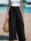 GETADME 2025 Cross border Women's Four Seasons Wide Leg Loose Drawstring Casual Fashion Pants