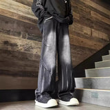 GETADME Autumn And Winter Dye Jeans Mens Denim Jeans New Casual Jeans Straight Leg Pants Baggy Pants Hip-Hop Pants