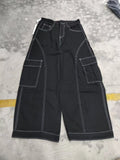 GETADME 2025 Cyber Y2K Streetwear Black Baggy Women's Cargo Jeans Pants For Woman Clothing Wide Leg Gothic Punk Loose Fit Denim Trousers