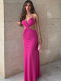 GETADME Weird Puss Ruched Sexy Dress Women Y2K Coquette V Neck Cross Backless Sleeveless Ruffles Splits Prom Party Hipster Long Bodycon