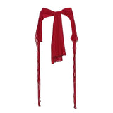 GETADME Jeans Pants Decor Irregular Jazz Dance Scarf See Through Streetwear Y2K Belt High Waist Harajuku Jeans Decor