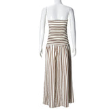 GETADME Casual Strapless Elastic Pleated A-line Maxi Dress Sleeveless Summer Bodycon Clubwear Elegant Party Comfortable 2025 Dresses
