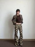 GETADME Women American Vintage Star Goblin Core Flare Jean Y2K Japanese Denim Trumpet Pants 2000s Abi Grunge Cyber Punk Bell-Bottom Tide