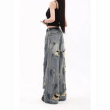 GETADME Oversize Blue Ripped Old Hot Girl Y2k American Retro High Waist Fashion Men And Women Hip Hop Straight Loose Wide Legs Jeans