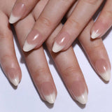 GETADME 24개 롱 프레스 온 네일 스틸레토 블랙 실버 리본 비대칭 가짜 네일 파우더 풀 커버 가짜 네일 세트 저렴한 네일