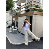 GETADME Korean Trendy Cool Print Women's Pants Street Personality Y2K Design Pants for Women Autumn New Casual Sweet Popular Trousers