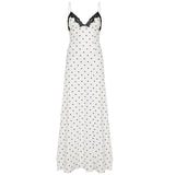GETADME Lace V-Neck Patchwork Maxi Dress Women Backless High Waist Slim Spaghetti Contrast Party Dress Female Spring Long Dress