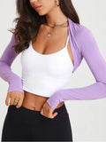 Getadme-Women Long Sleeve Bolero Shrug Yoga Open Front Cropped Cardigan Sleeves to Cover Arms Workout Tops for Exercise Sports Gym Y2k