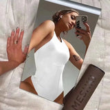 GETADME 여름 슬리밍 점프수트 섹시 타이트 핏 캐주얼 솔리드 컬러 다재다능 패셔너블 신상품