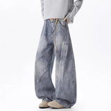 GETADME Spring And Autumn Korean Style Large Pocket Workwear Jeans Street Worn Men'S Curved Knife Pants Casual Wide Leg Pants