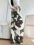 GETADME 2025 Ropa Y2K Fashion Cow Pattern Baggy New Jeans Pants For Women Designer Clothes Straight Cotton Korean Casual Lady Trousers