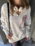 GETADME Autumn Japan All Macth Zipper Hoodies Y2k Aesthetic Punk Harajuku Print Casual Striped Long Sleeve Sweatshirts Retro Clothes
