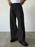 GETADME Men's High Waist Wide Leg Suit Pants Casual Loose Straight Leg Dress Pants Formal Business Streetwear Black Trousers S-2XL 1 Pie