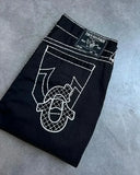 GETADME Harajuku Dark Blue Straight Wide Leg Jeans Vintage Buddha Embroidered Jeans Casual High Street Y2k Denim Pants Women Clothing