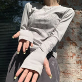 Getadme Vintage Women Clothes Y2k Spring Outfits T-shirts Mujer De Moda O-neck Long Sleeve Print Woman Tshirts Fashion Casual Tops Gothic Crop Top