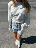GETADME Tossy White Casual Autumn T-shirt Pullover For Women Bandage High Waist Long Sleeve Commute Loose Tee Female Solid T-shirt 2025
