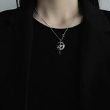 GETADME Gothic Punk Bow Heart Sun Star Moon Pendant Snake Chain Necklace Men Women Hip Hop Vintage Y2K EMO Grunge Jewelry Accessories