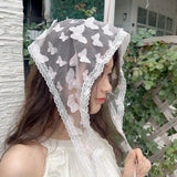 GETADME 레트로 레이스 반다나 헤드밴드 프린트 헤어 스카프 보헤미아 삼각형 헤드스카프 화이트 헤어 밴드 여성용 소녀 패션 스위트 스카프