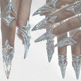 GETADME 펑크 메탈 네일 커버 본 링 고딕 록 머시너리 매니큐어 핑거팁 링 다층 핑거링 코스프레 주얼리 세트 선물