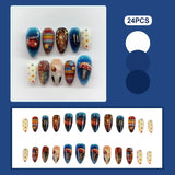 GETADME 24pcs Gradient Black False Nails Cute Cartoon Cat's Eye Forest Elf Girl Press On Nails Glossy Almond Sweet Cool Fake Nail Tips