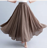 Robe longue en coton et lin Mori Girl, 28 couleurs, taille élastique, coupe trapèze, style ethnique, couleur unie, pour femme.
