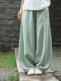 GETADME 2026 Cotton Linen Bloomers Wide Leg Pants Women Vintage Full Length Fashion Elegent Pants Solid Elasitic Waist Spring Autumn 5XL