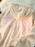 Getadme 2 Y2K Vintage Zip Up Hoodies Women Harajuku Hip Hop Letter Print Sweatshirts Gothic Streetwear Loose Patchwork Tops Coats