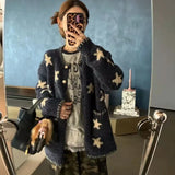 Gilet en maille à étoiles vintage GETADME pour femme, imprimé Harajuku, pull d'hiver coréen à manches longues, pull décontracté. 